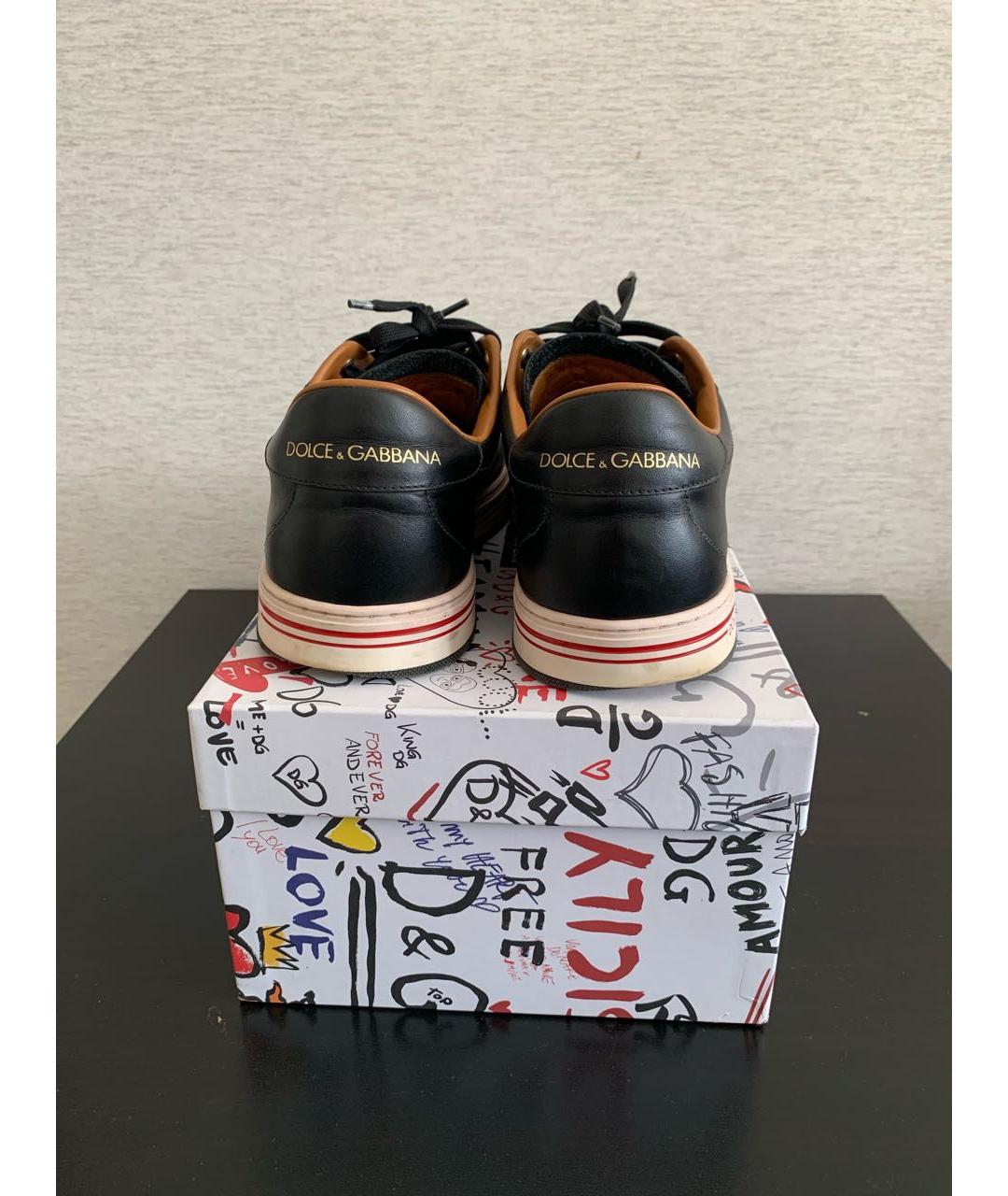 DOLCE&GABBANA Черные кожаные низкие кроссовки / кеды, фото 4