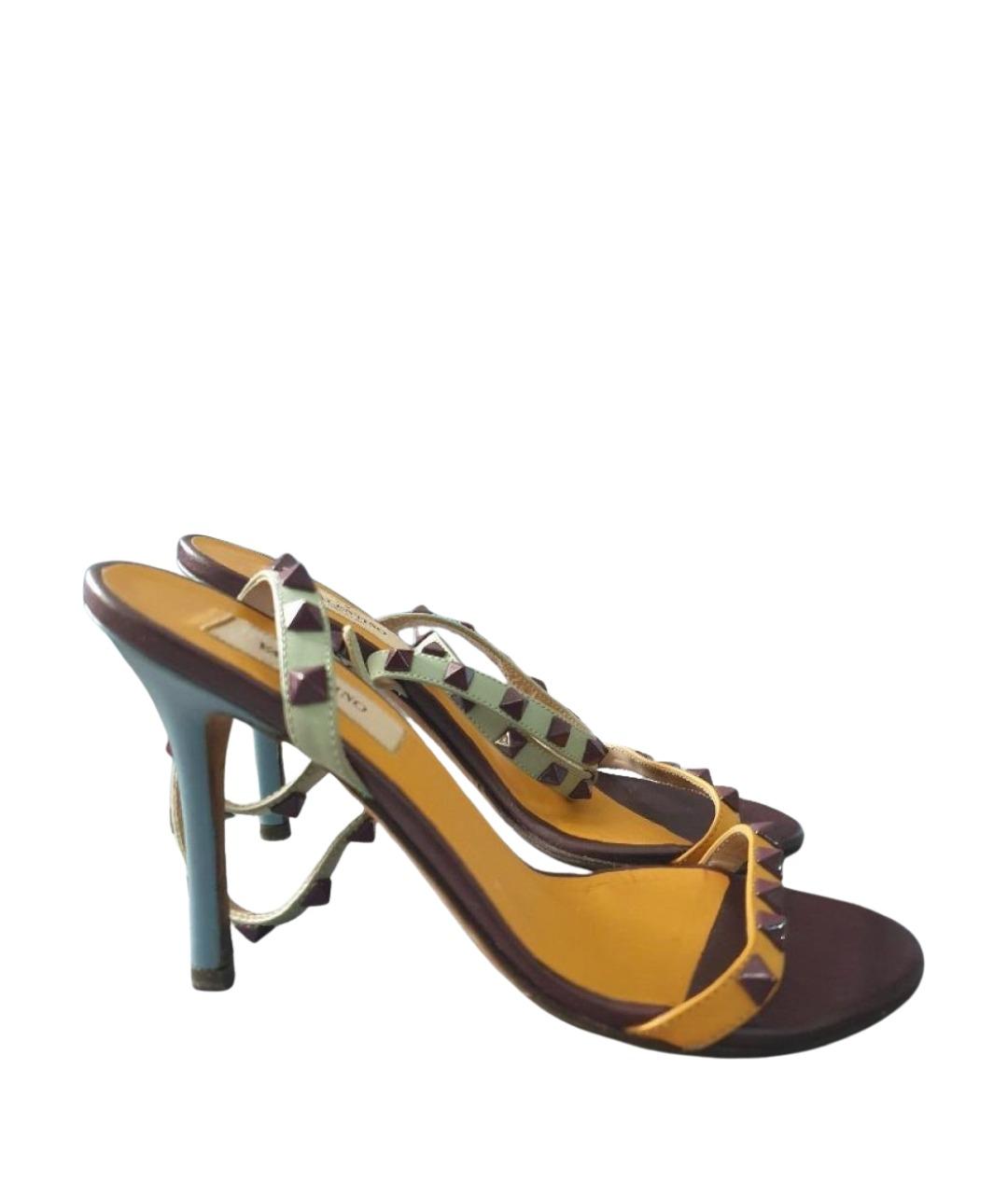 VALENTINO Желтые кожаные босоножки, фото 7