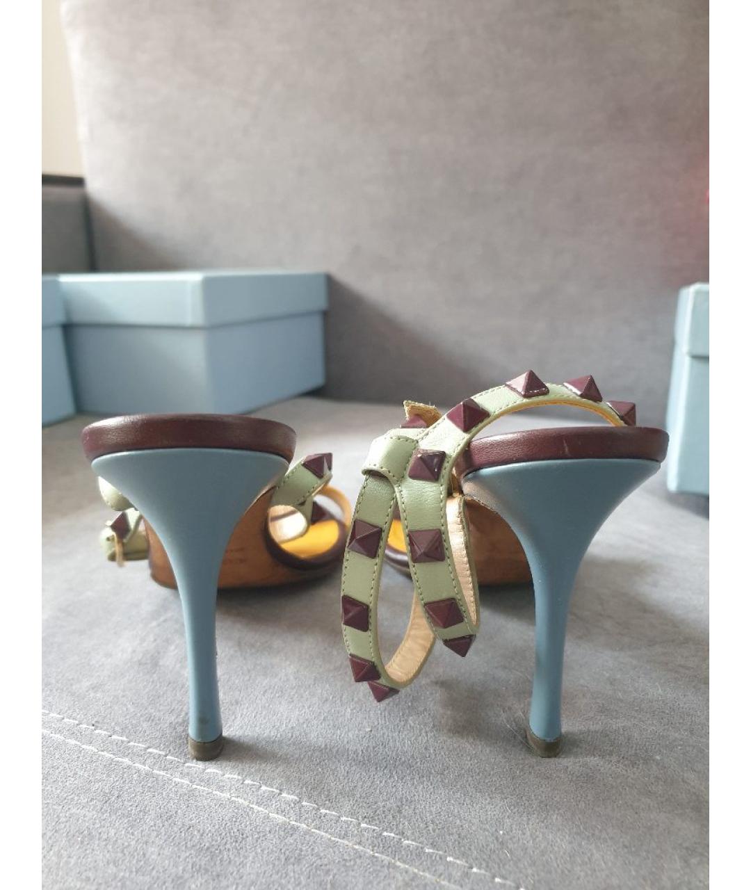 VALENTINO Желтые кожаные босоножки, фото 4