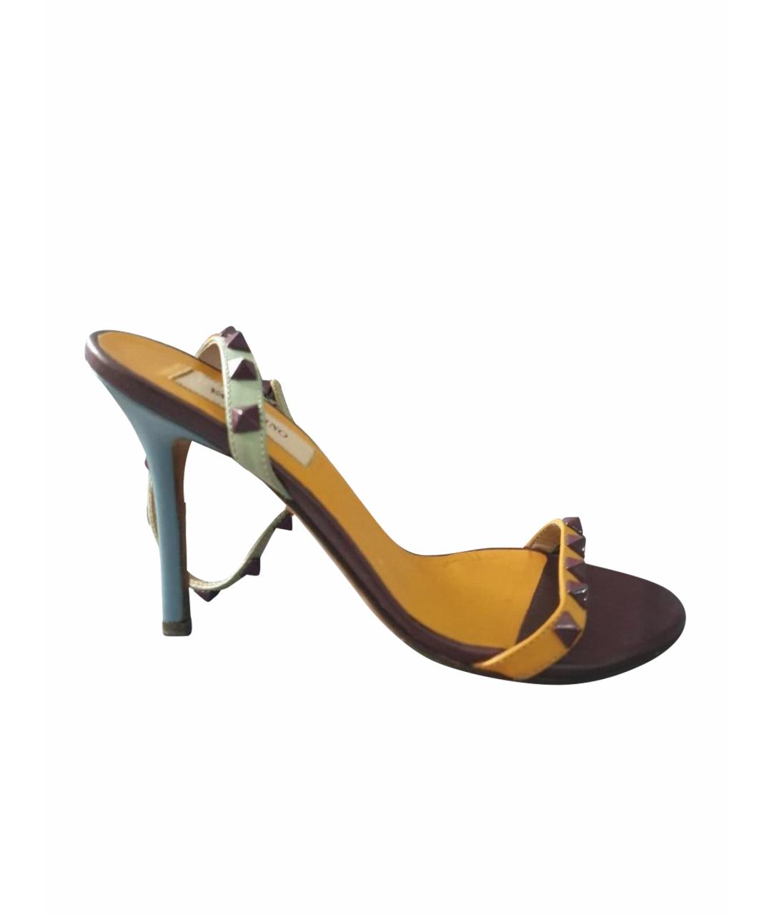 VALENTINO Желтые кожаные босоножки, фото 1