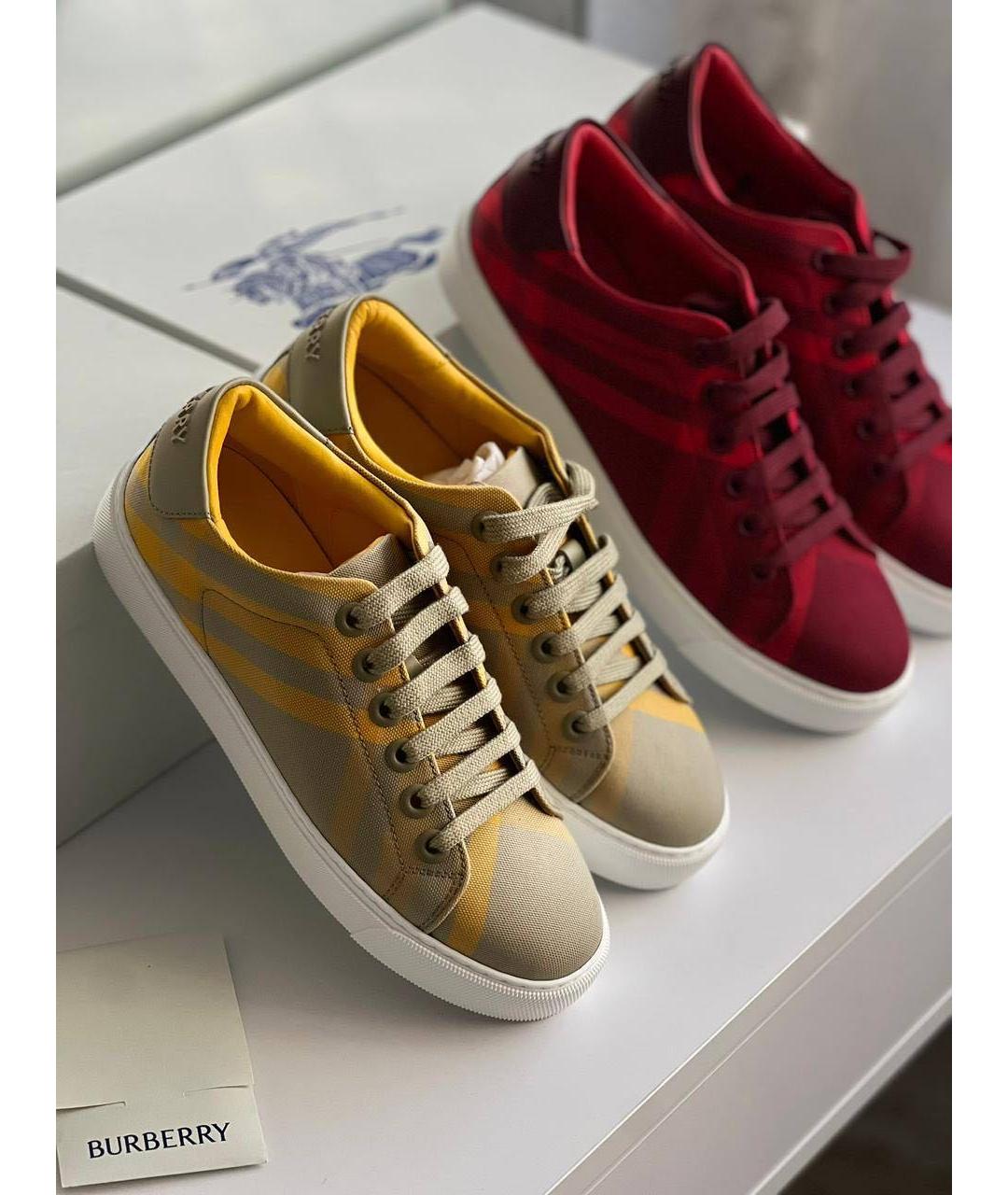 BURBERRY Желтые кожаные кеды, фото 3