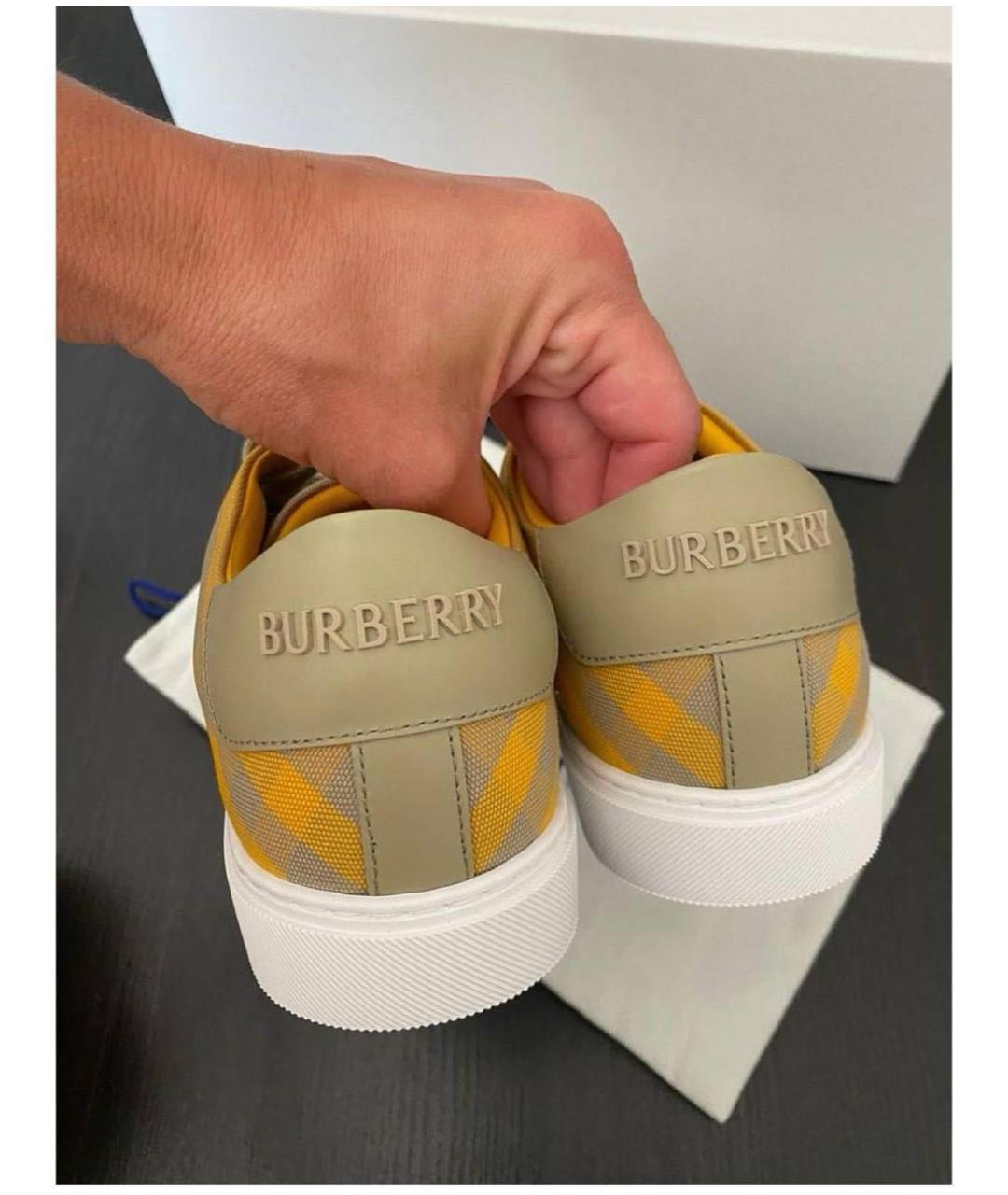 BURBERRY Желтые кожаные кеды, фото 2