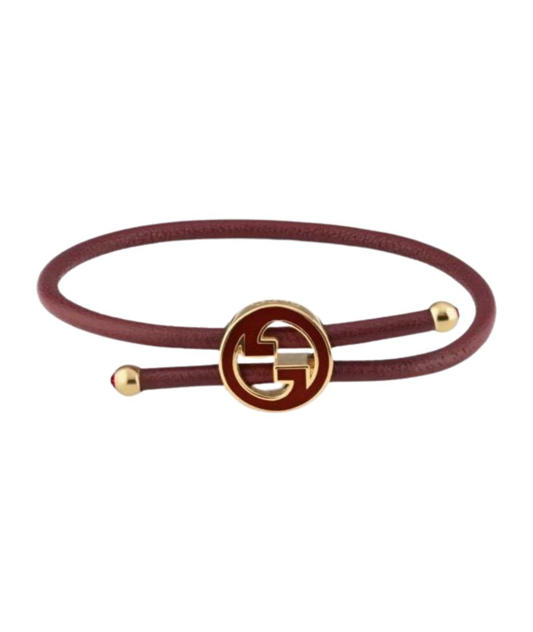 GUCCI Бордовый кожаный браслет, фото 1