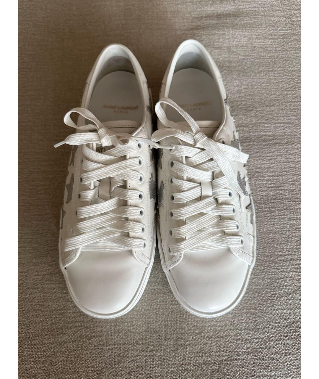 SAINT LAURENT Белые кожаные кеды, фото 2