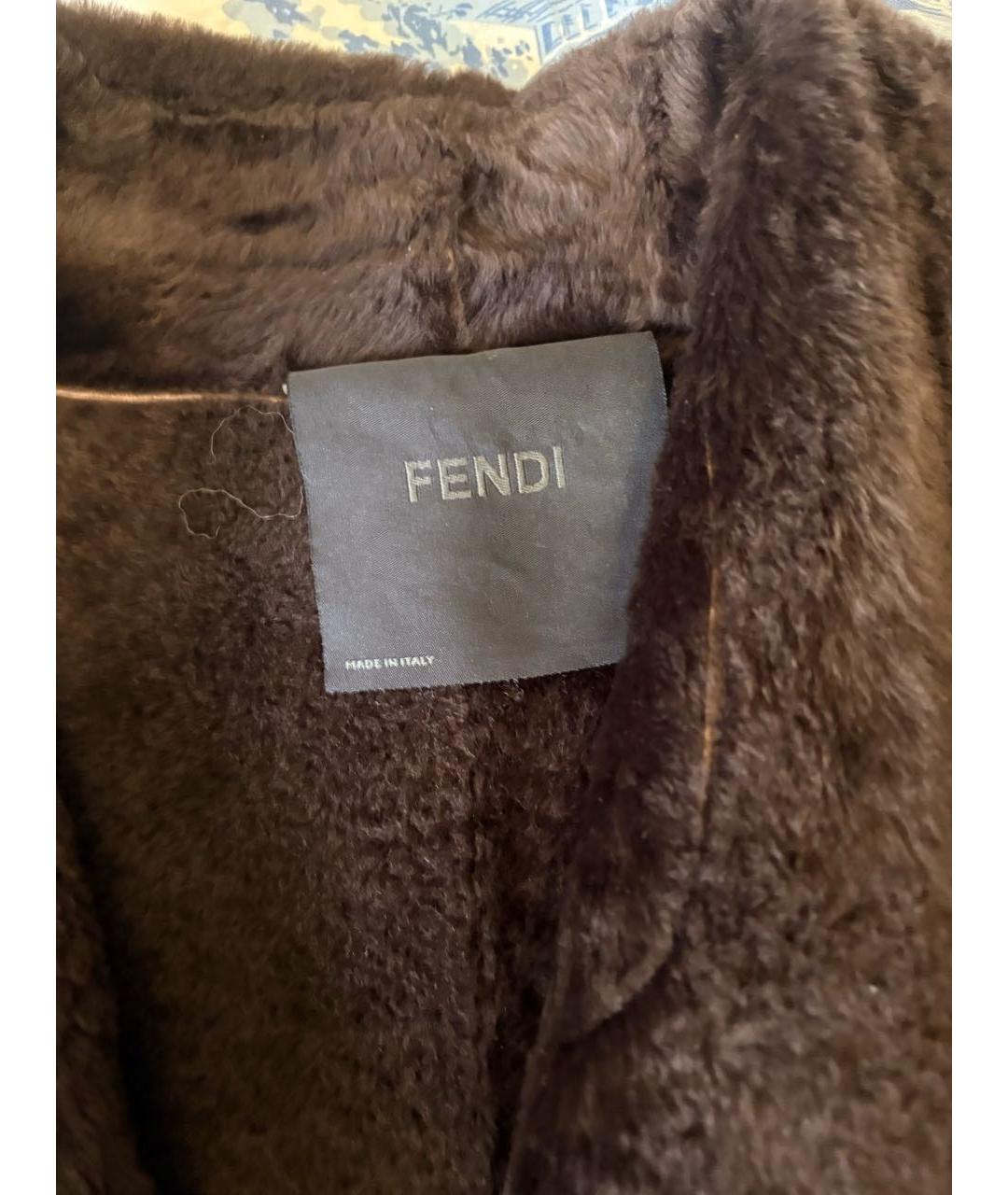 FENDI Коричневая кожаная дубленка, фото 3