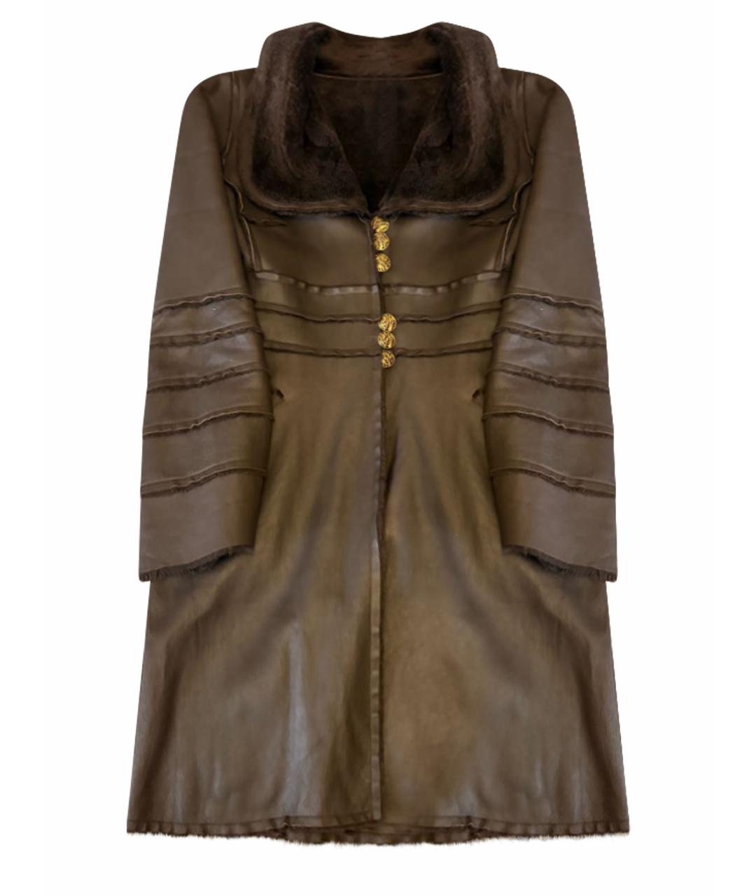 FENDI Коричневая кожаная дубленка, фото 1