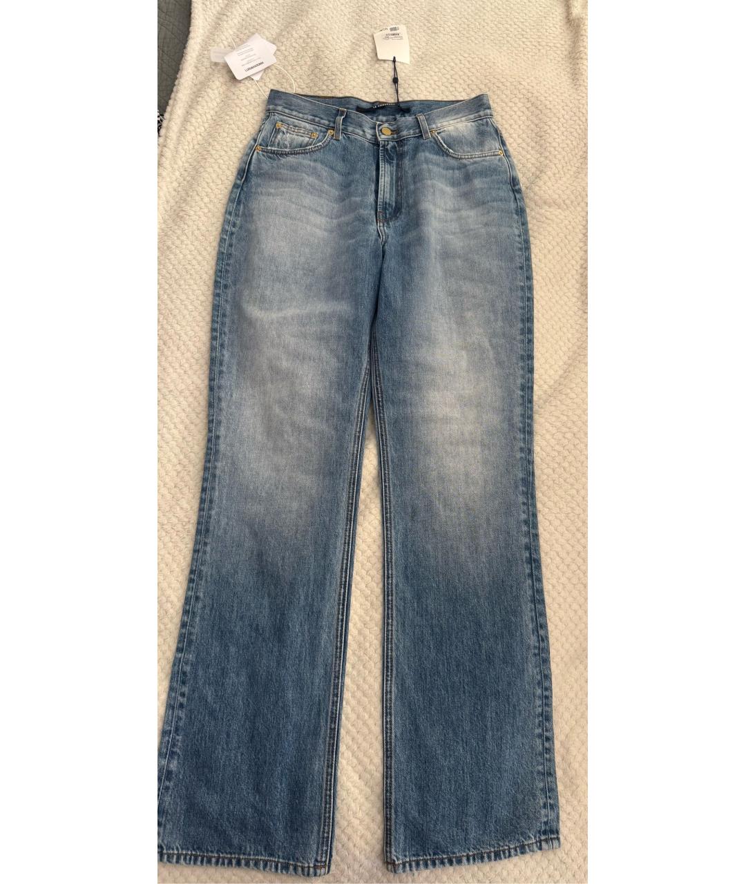 JACQUEMUS Голубые хлопковые прямые джинсы, фото 2