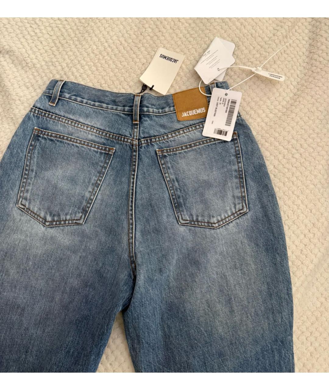 JACQUEMUS Голубые хлопковые прямые джинсы, фото 5