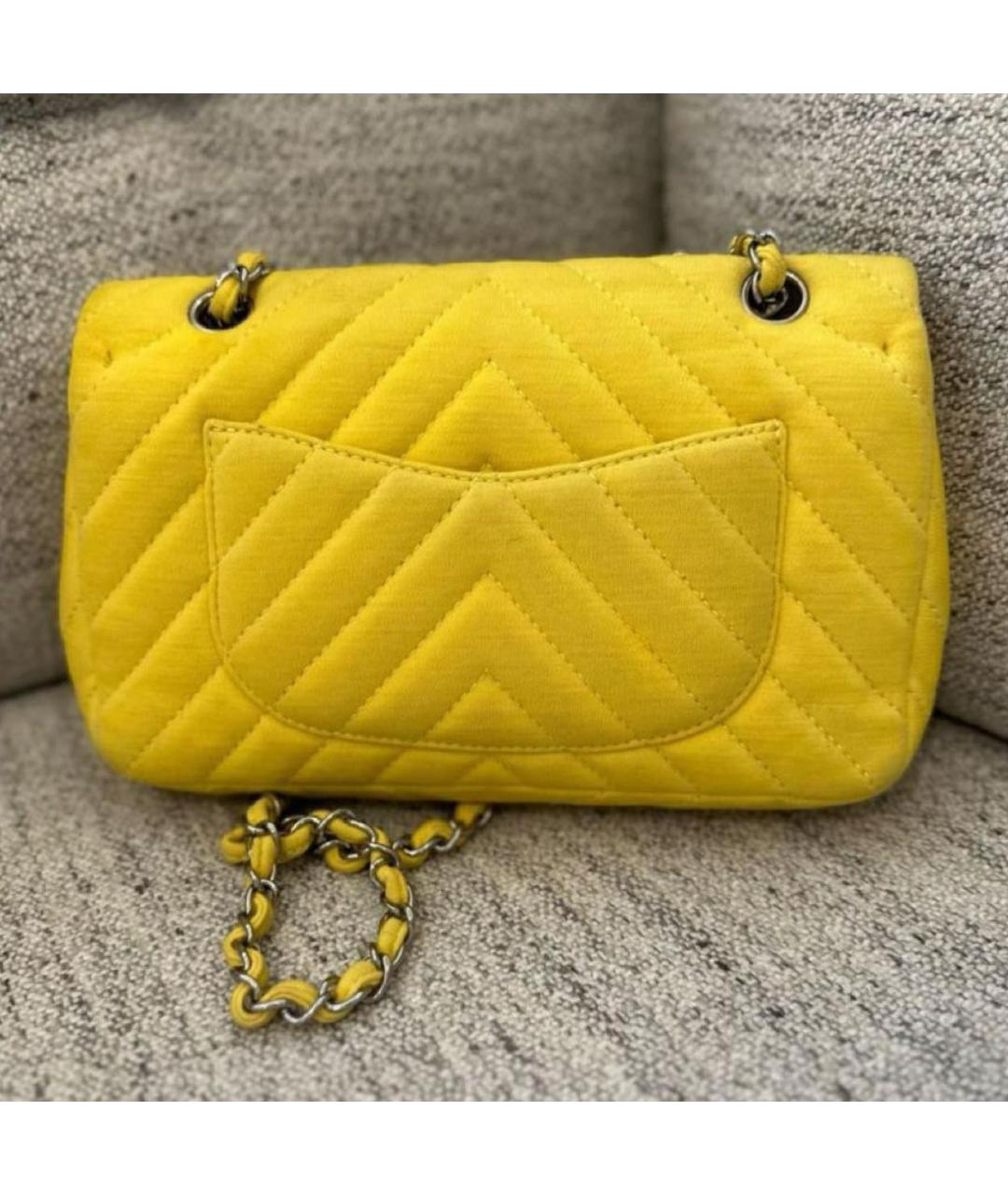CHANEL Желтая хлопковая сумка через плечо, фото 3