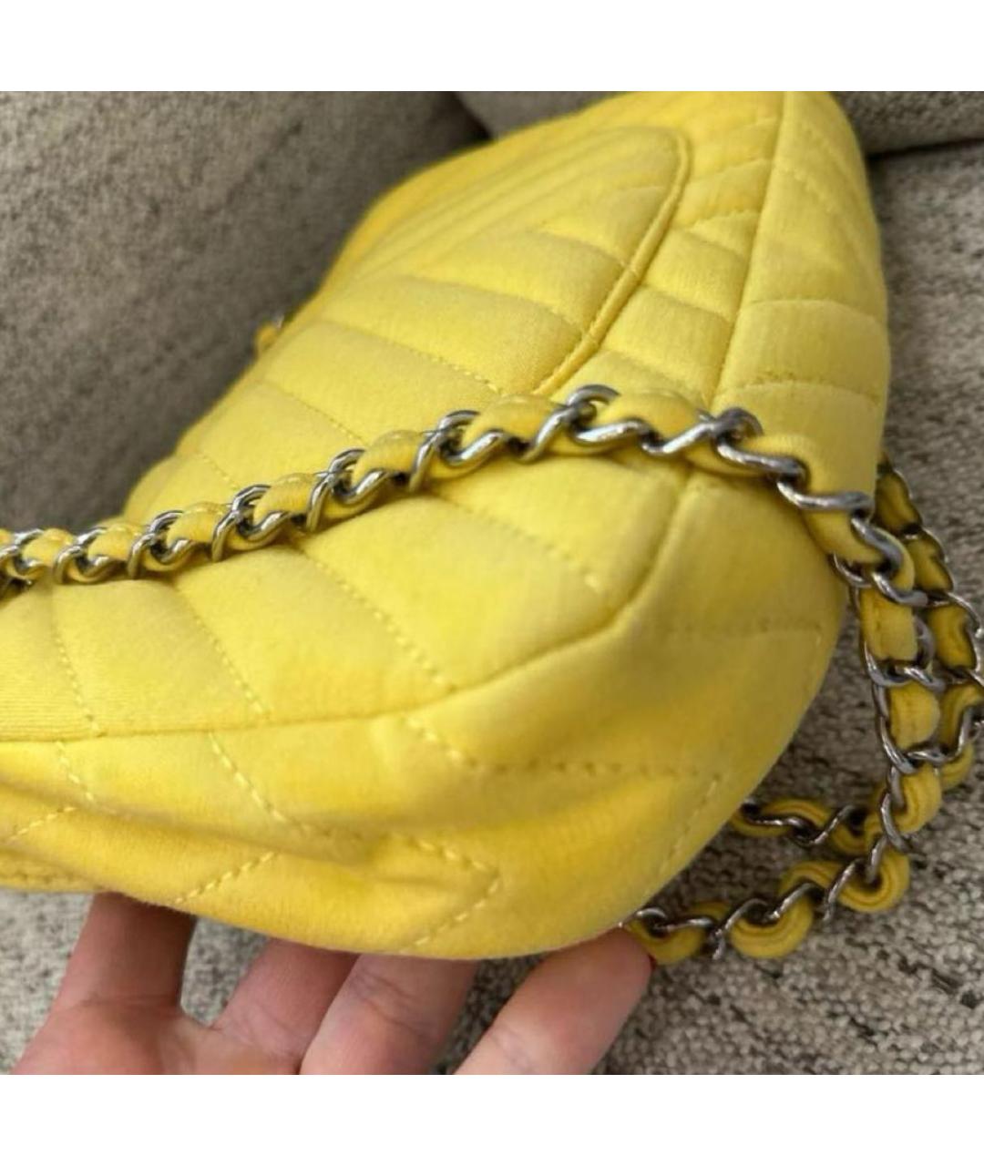 CHANEL Желтая хлопковая сумка через плечо, фото 5