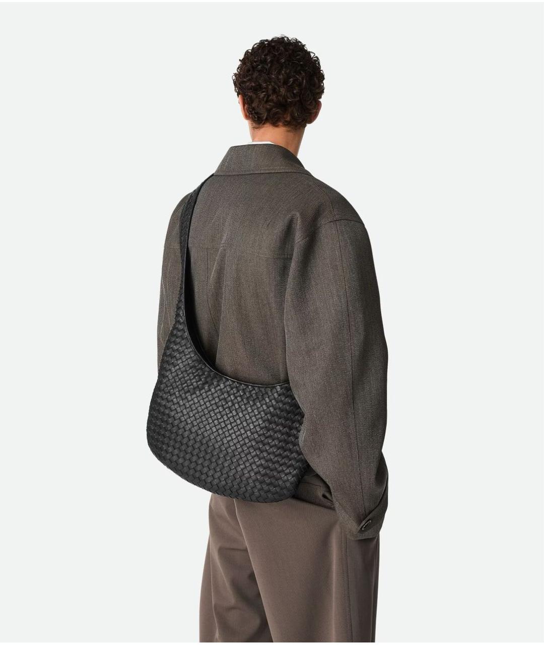 BOTTEGA VENETA Черная кожаная сумка на плечо, фото 2