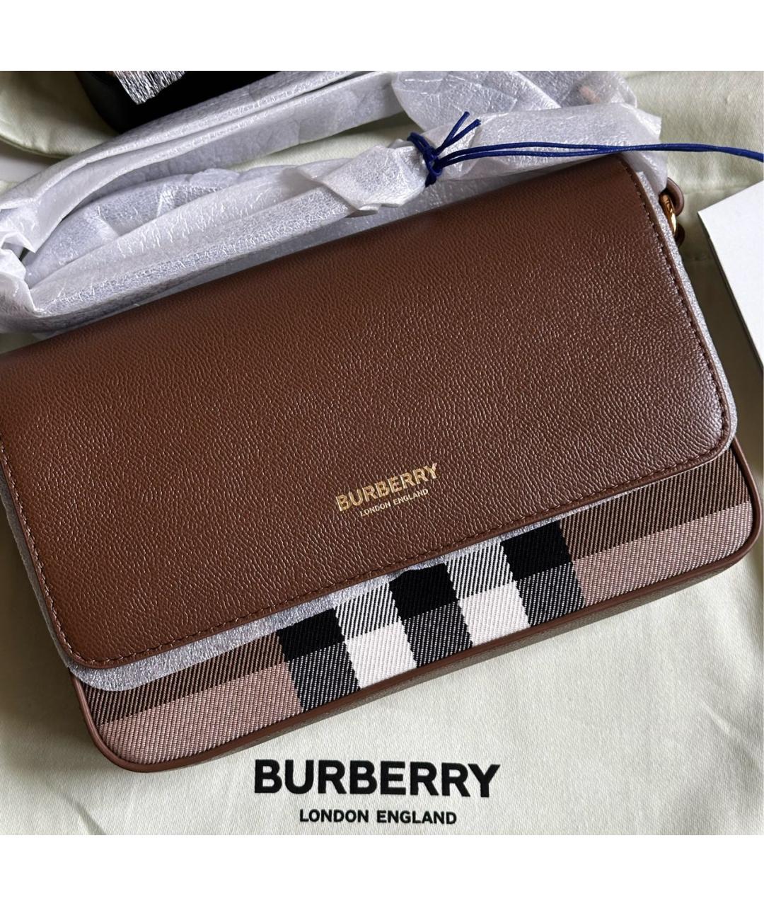BURBERRY Коричневая кожаная сумка через плечо, фото 2