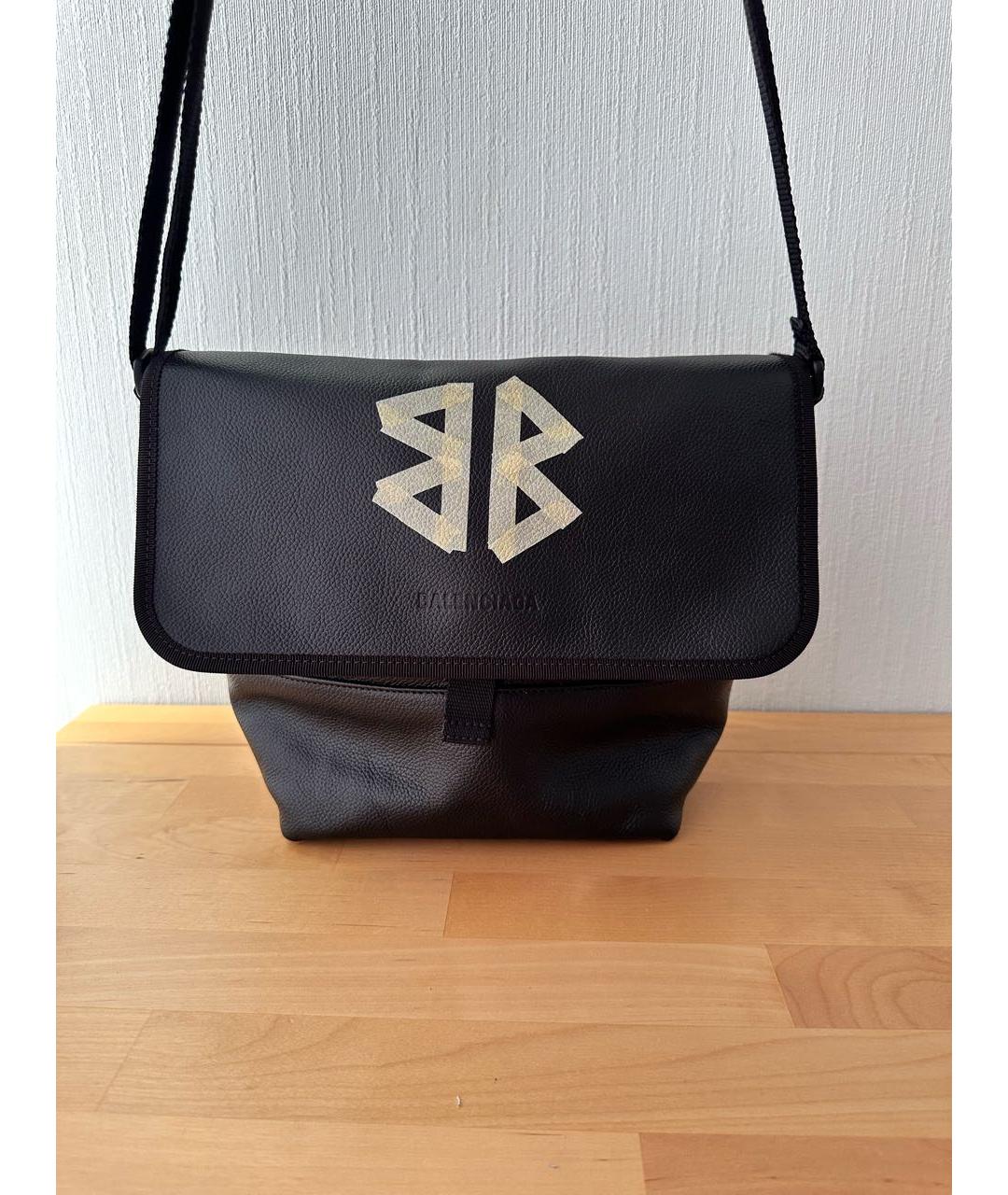 BALENCIAGA Черная кожаная сумка на плечо, фото 5