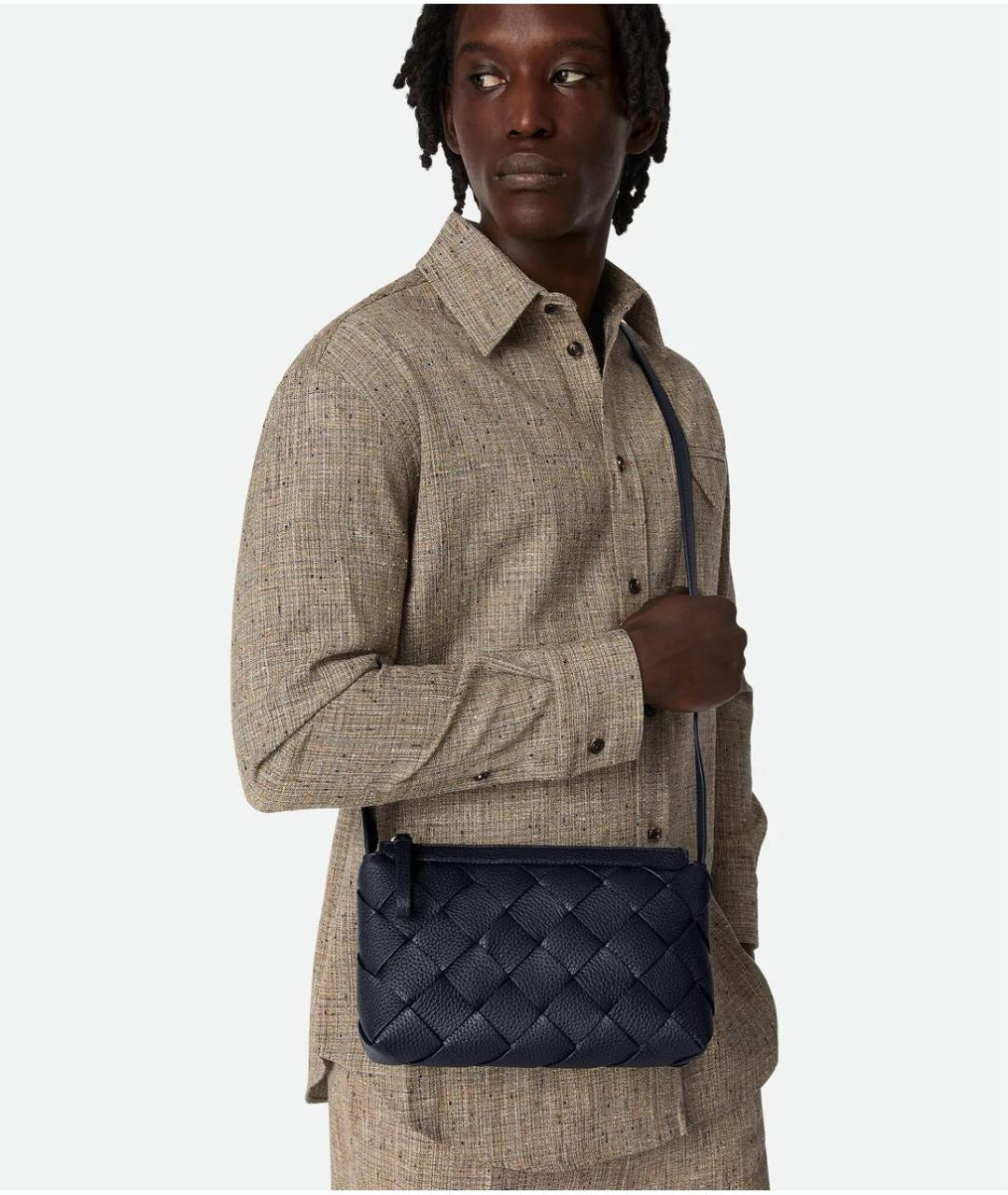 BOTTEGA VENETA Черная кожаная сумка на плечо, фото 2