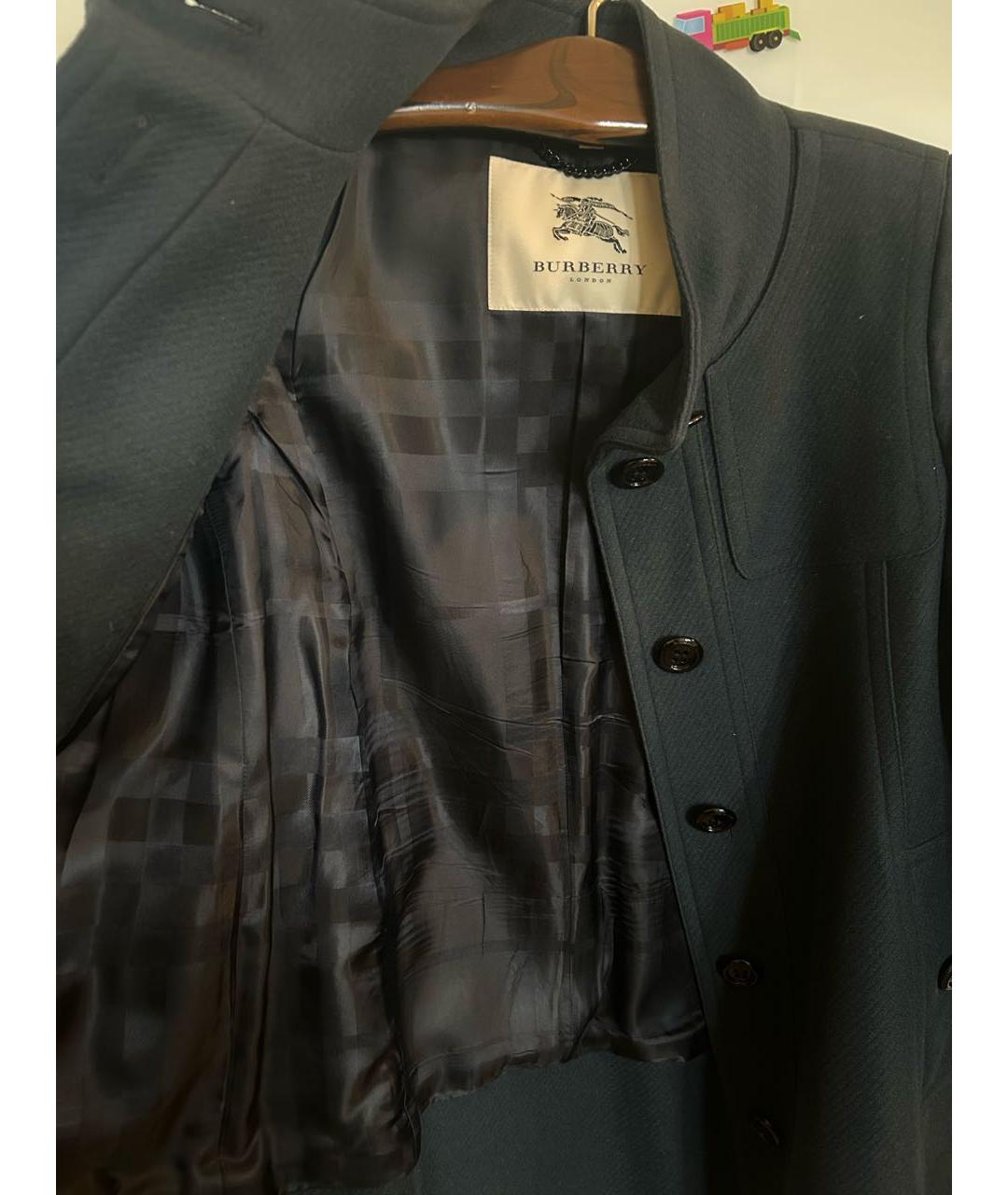 BURBERRY Темно-синее шерстяное пальто, фото 3