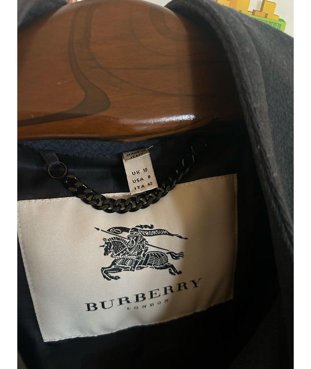 BURBERRY Темно-синее шерстяное пальто, фото 4