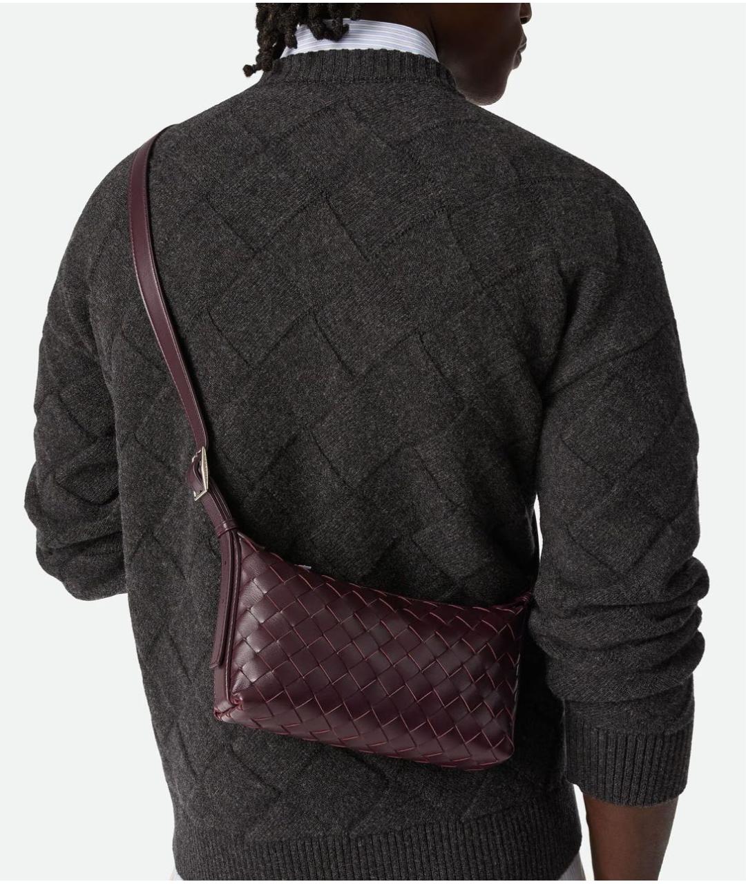 BOTTEGA VENETA Бордовая кожаная сумка на плечо, фото 2