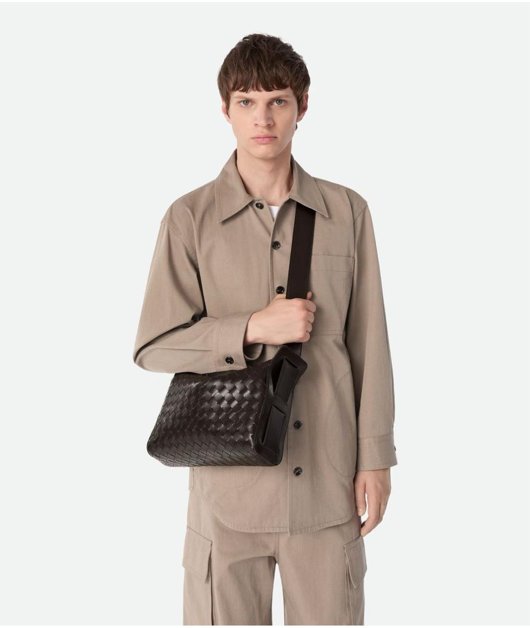 BOTTEGA VENETA Коричневая кожаная сумка на плечо, фото 2