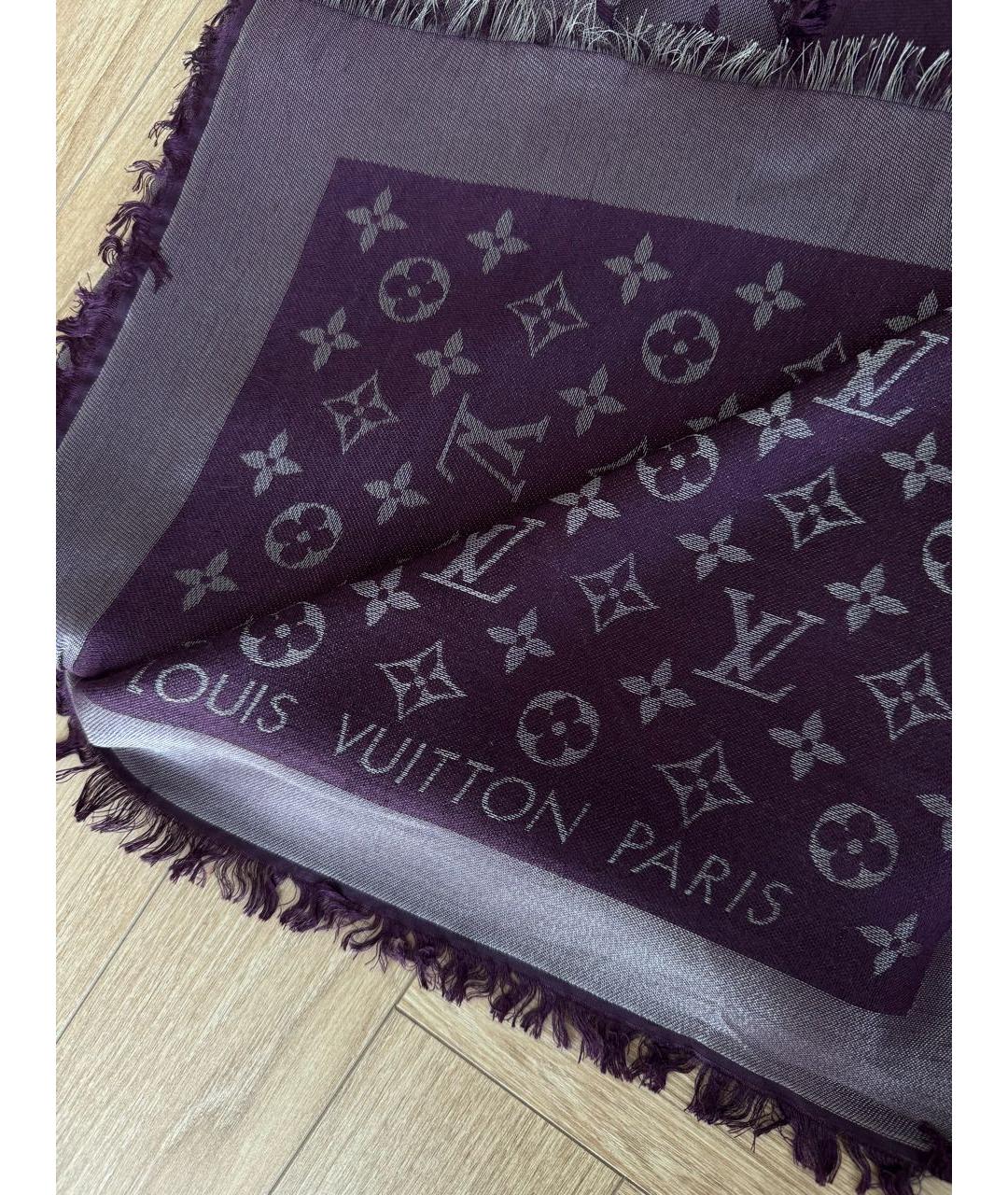 LOUIS VUITTON Фиолетовый шелковый шарф, фото 2