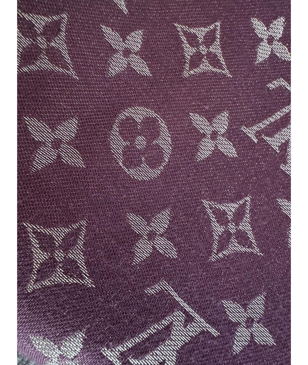 LOUIS VUITTON Фиолетовый шелковый шарф, фото 6