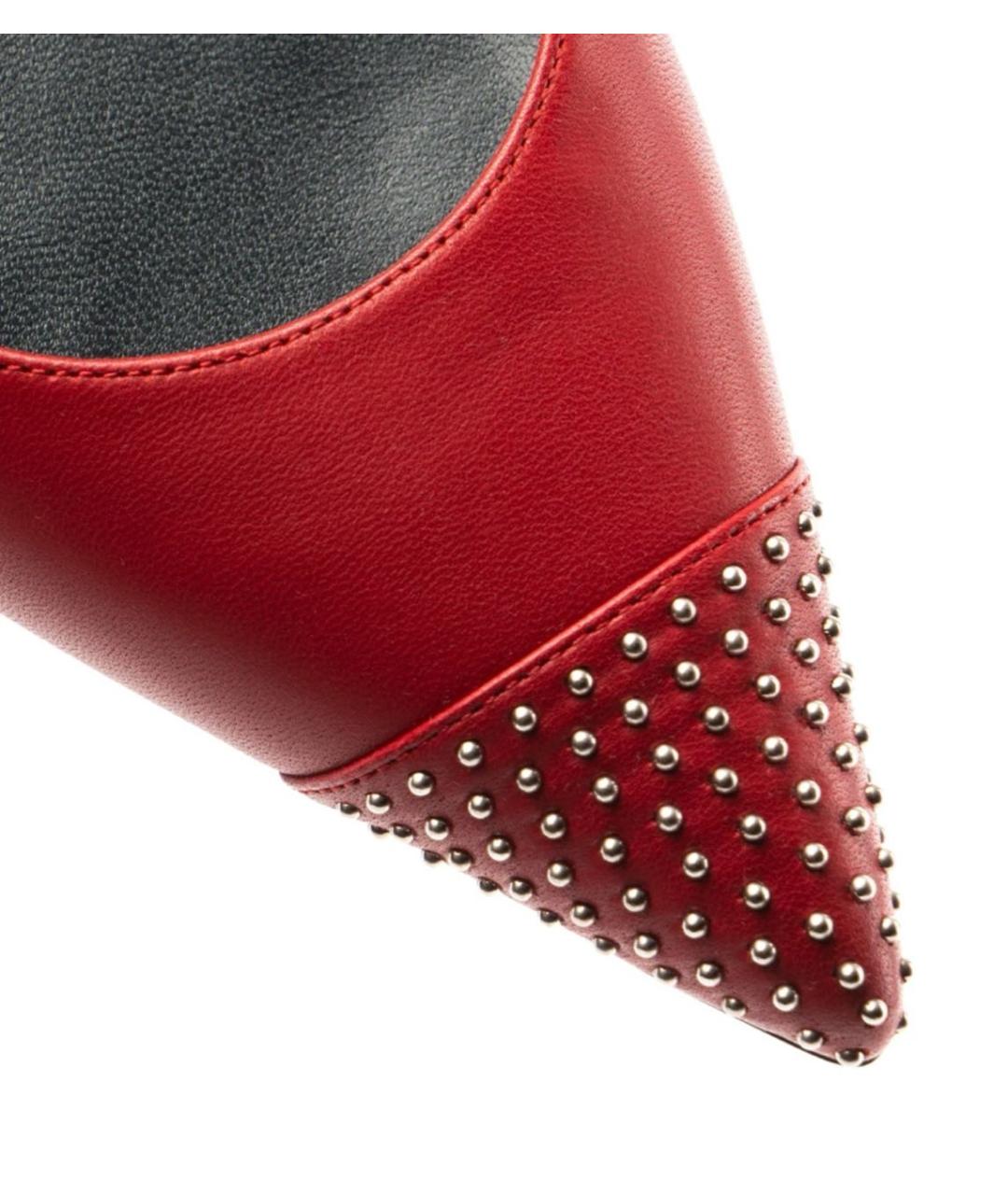 SAINT LAURENT Красные кожаные лодочки на низком каблуке, фото 8