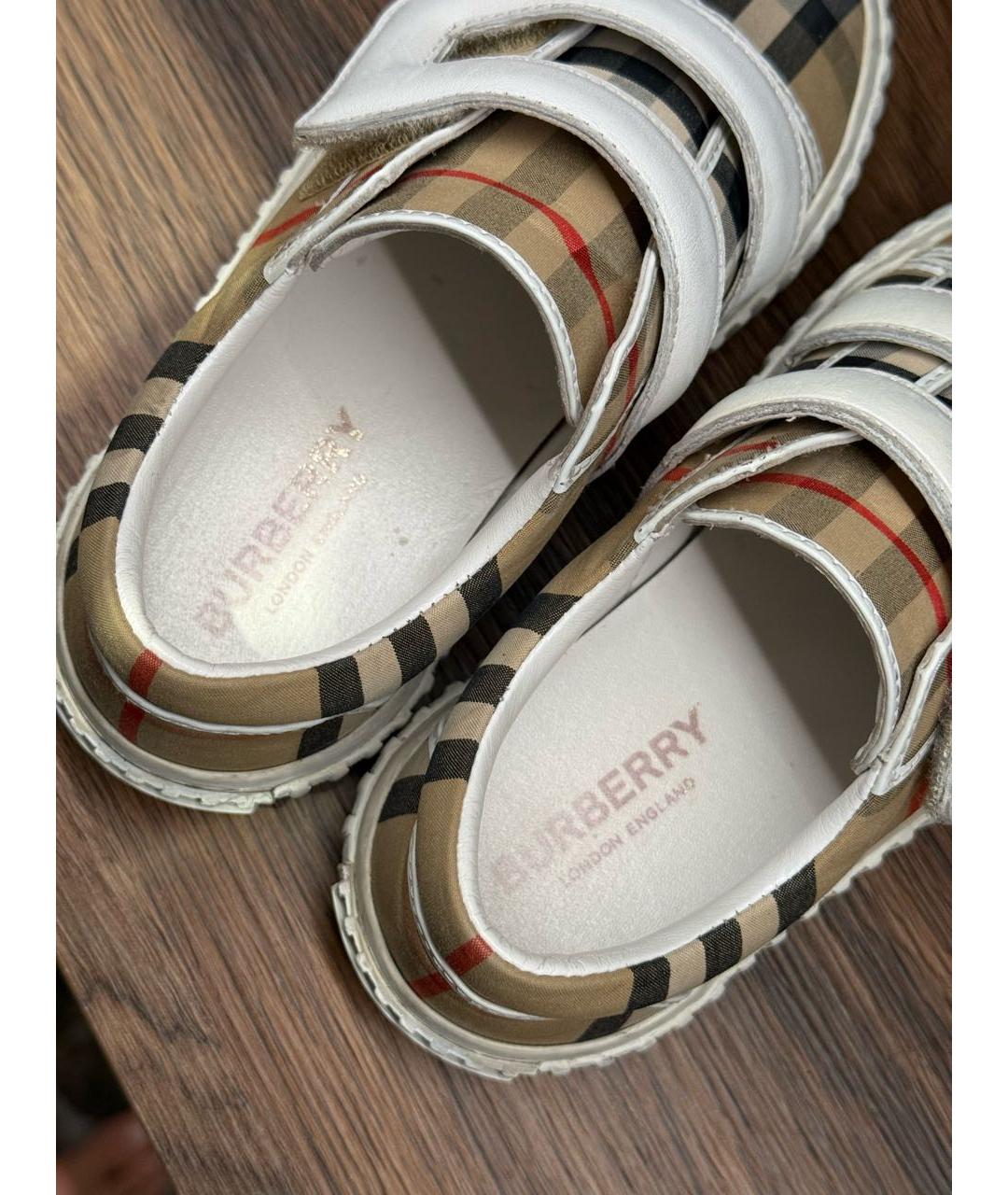 BURBERRY Бежевые кеды, фото 4