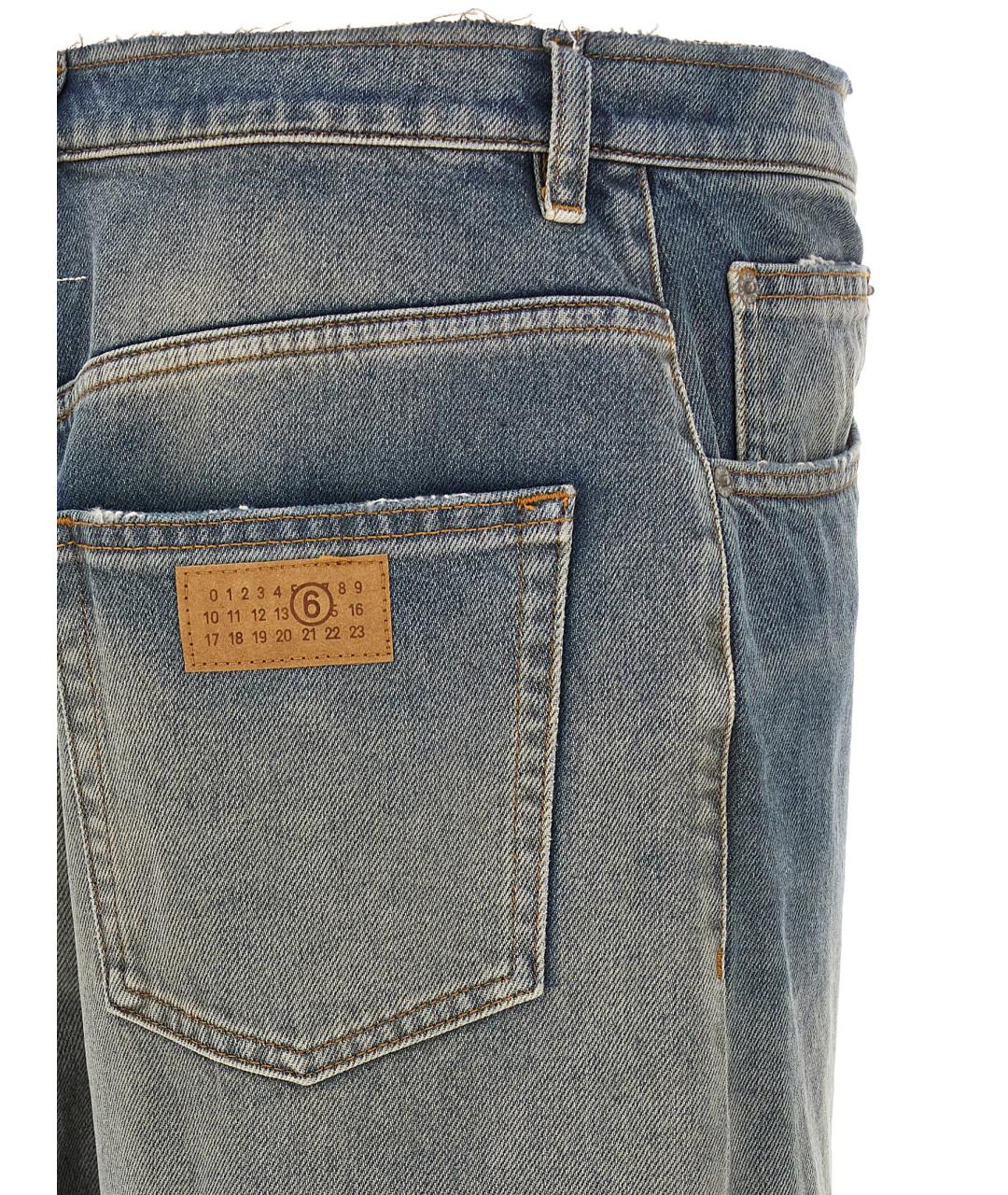 MM6 MAISON MARGIELA Синие хлопковые прямые джинсы, фото 3