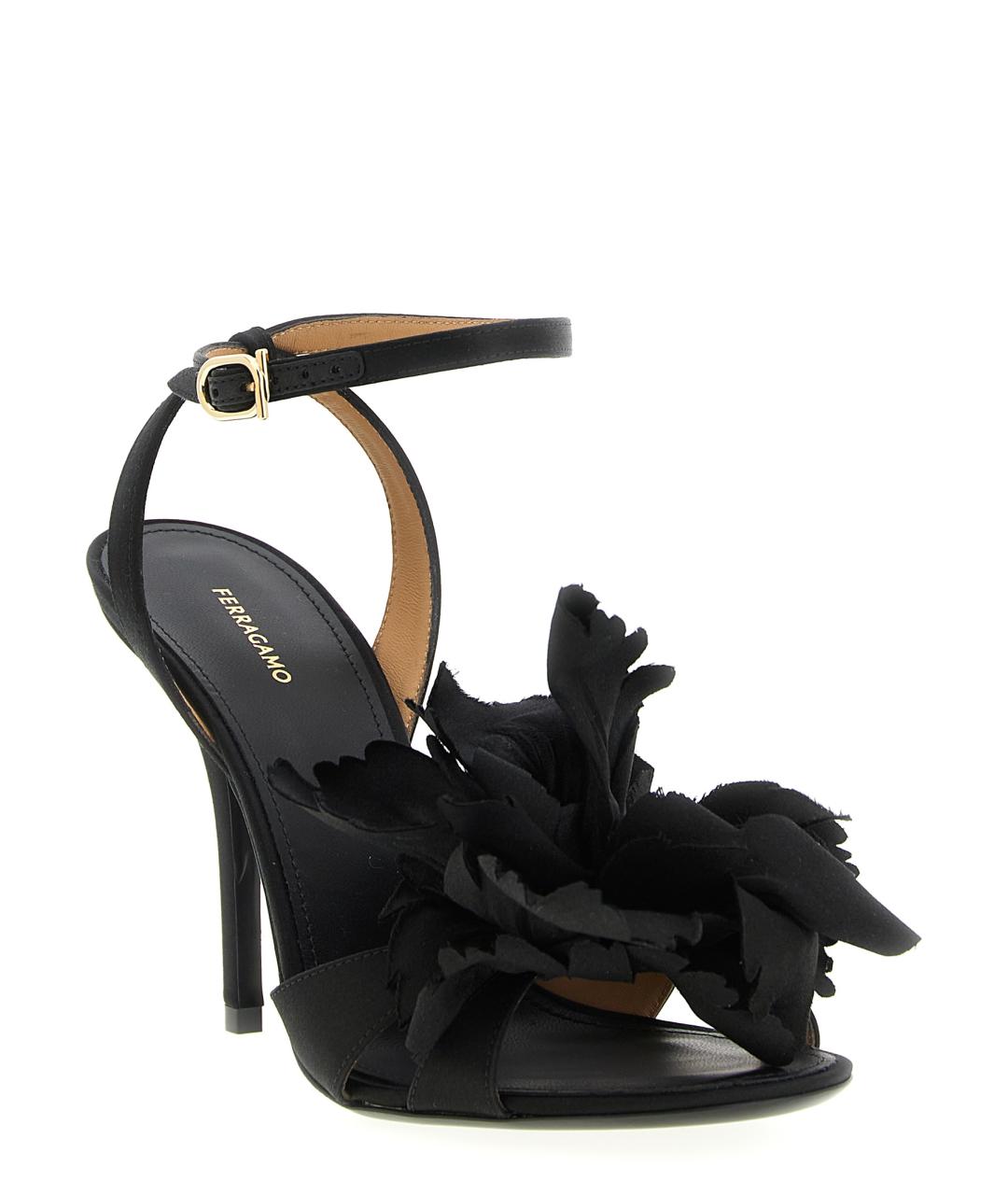 FERRAGAMO Черные текстильные босоножки, фото 2