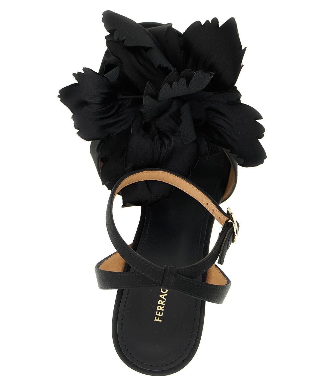 FERRAGAMO Черные текстильные босоножки, фото 4