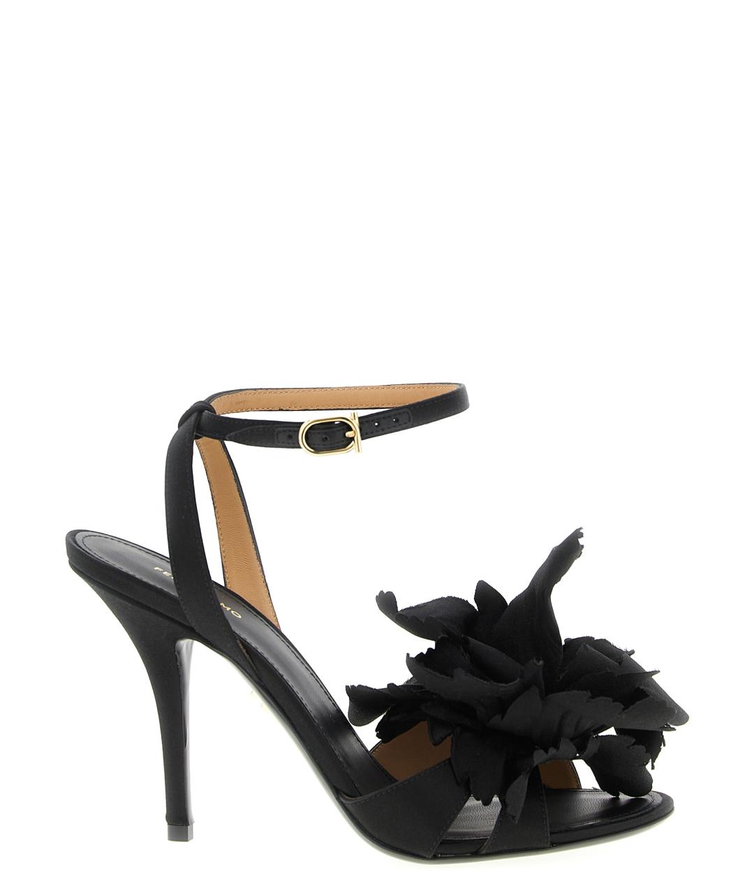 FERRAGAMO Черные текстильные босоножки, фото 1