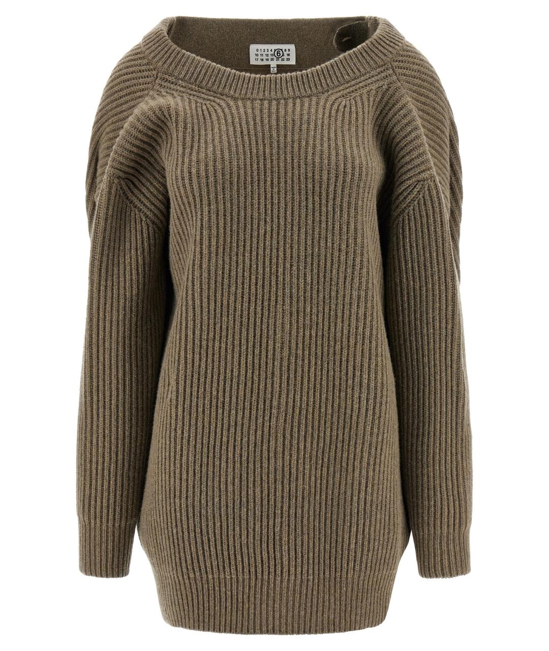 MM6 MAISON MARGIELA Коричневое шерстяное повседневное платье, фото 2