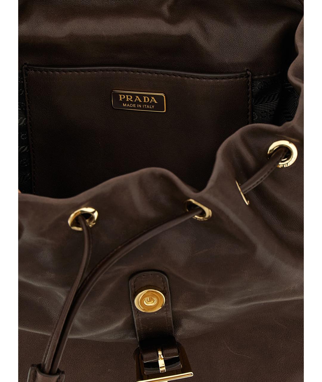 PRADA Коричневый кожаный рюкзак, фото 4