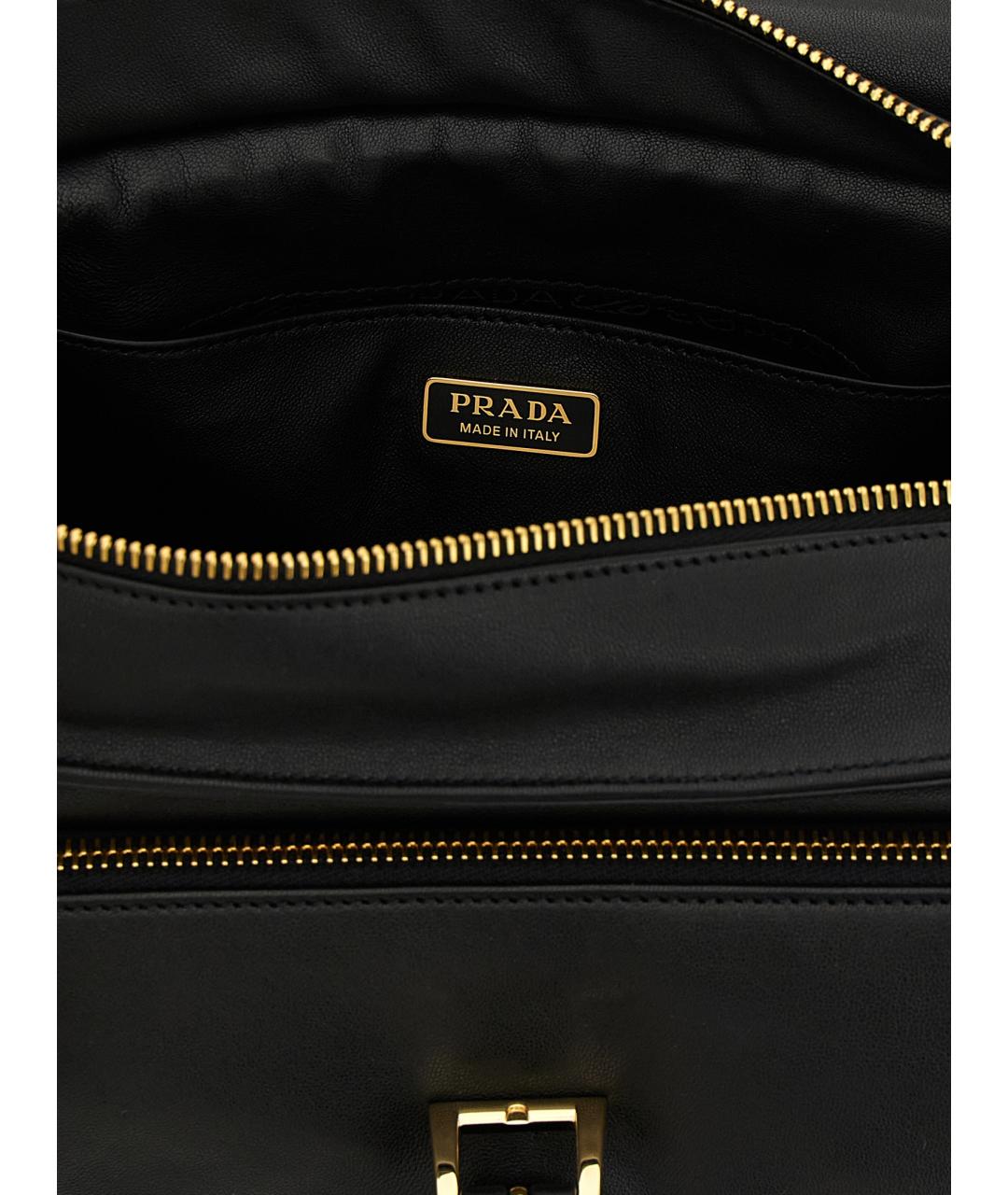 PRADA Черная кожаная сумка с короткими ручками, фото 4