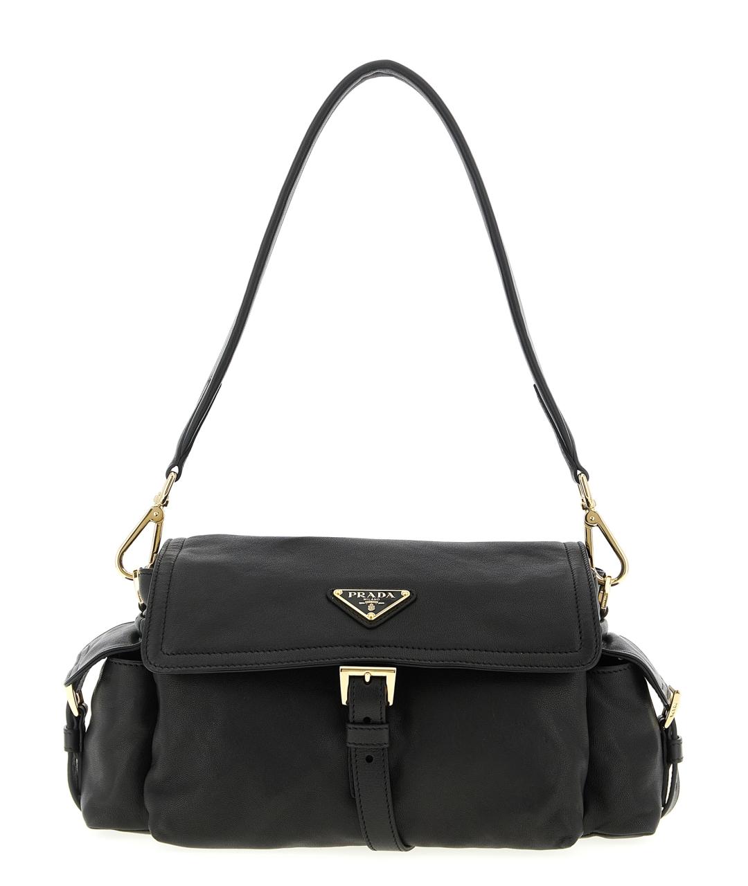 PRADA Черная кожаная сумка с короткими ручками, фото 1