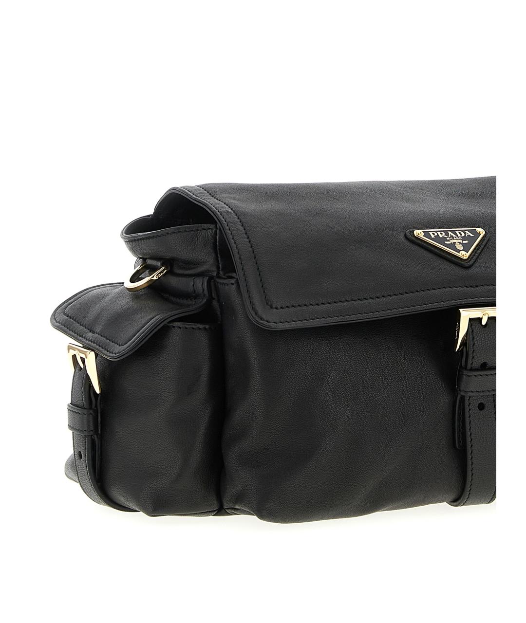PRADA Черная кожаная сумка с короткими ручками, фото 3