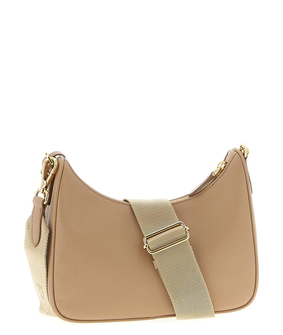 PRADA Бежевая кожаная сумка с короткими ручками, фото 2