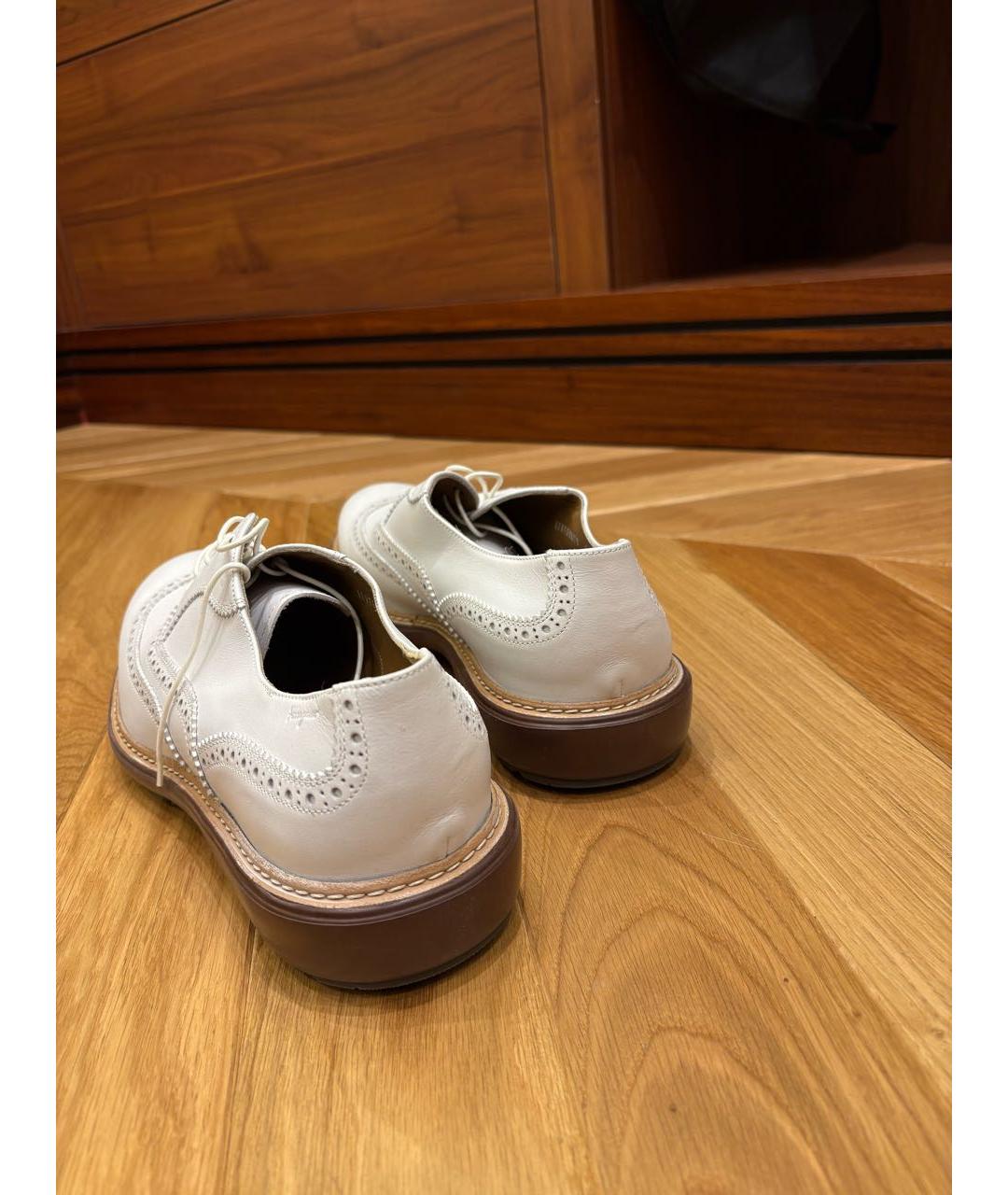FERRAGAMO Белые кожаные низкие ботинки, фото 3