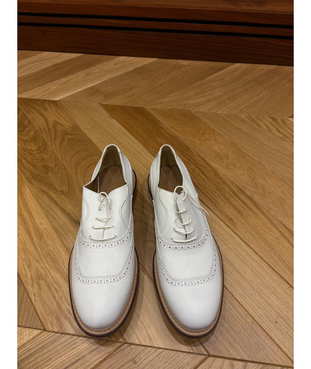 FERRAGAMO Белые кожаные низкие ботинки, фото 2