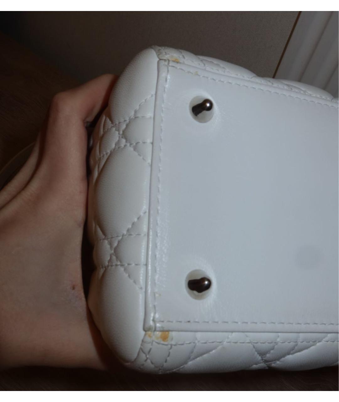 CHRISTIAN DIOR Белая кожаная сумка с короткими ручками, фото 7