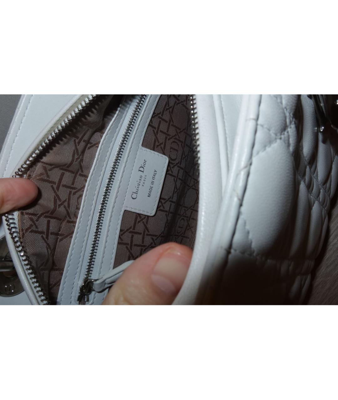 CHRISTIAN DIOR Белая кожаная сумка с короткими ручками, фото 4