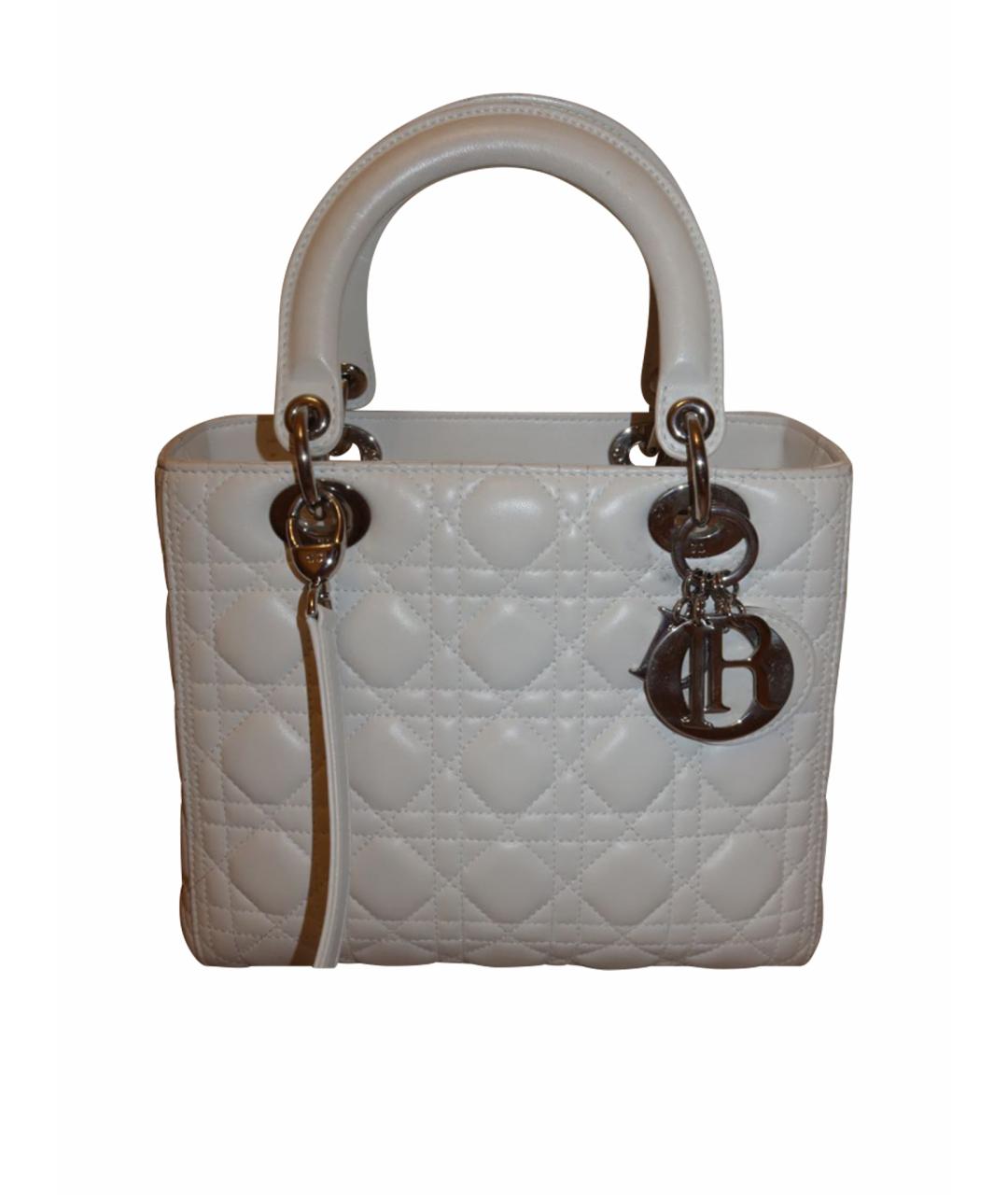 CHRISTIAN DIOR Белая кожаная сумка с короткими ручками, фото 1