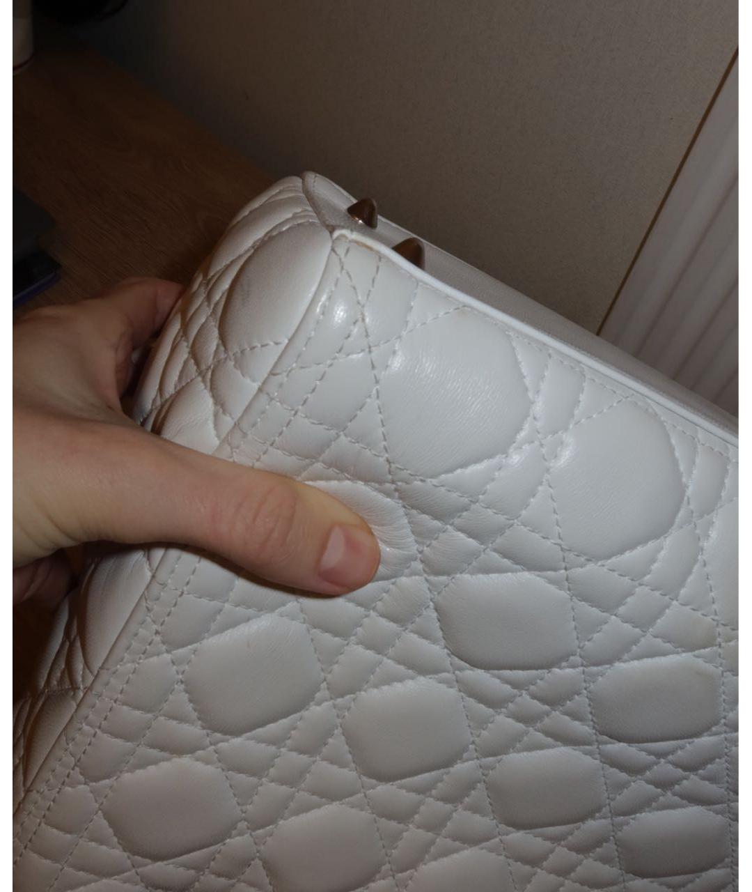 CHRISTIAN DIOR Белая кожаная сумка с короткими ручками, фото 8