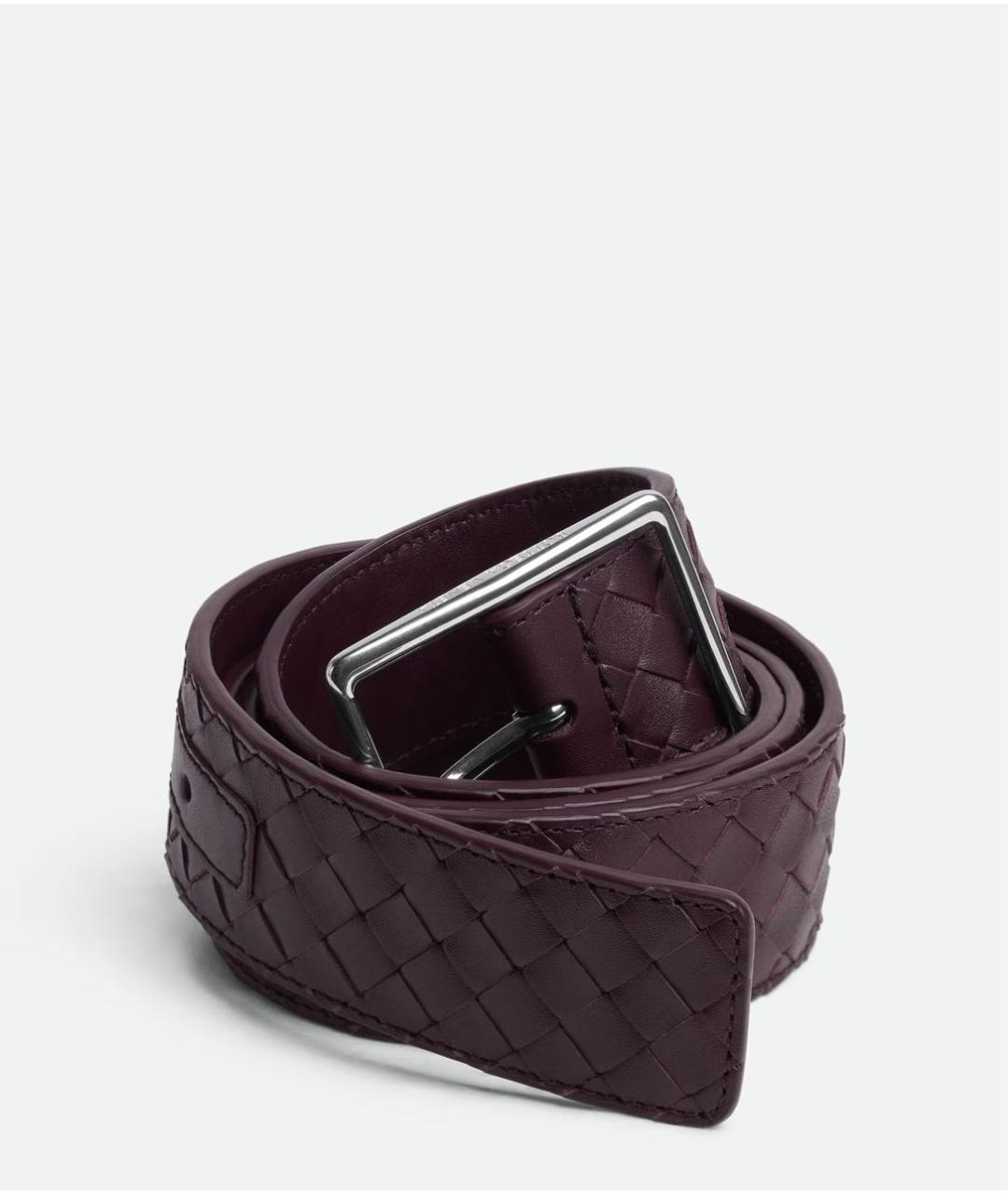 BOTTEGA VENETA Бордовый кожаный ремень, фото 3