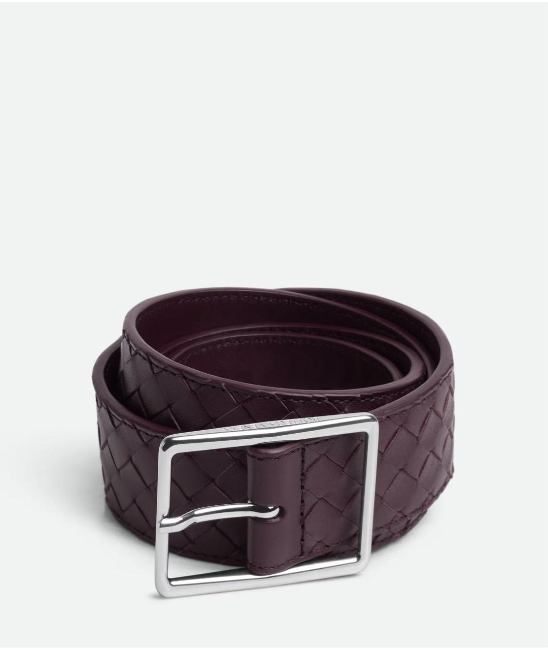 BOTTEGA VENETA Бордовый кожаный ремень, фото 5