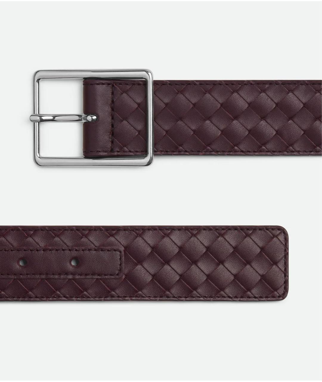 BOTTEGA VENETA Бордовый кожаный ремень, фото 4