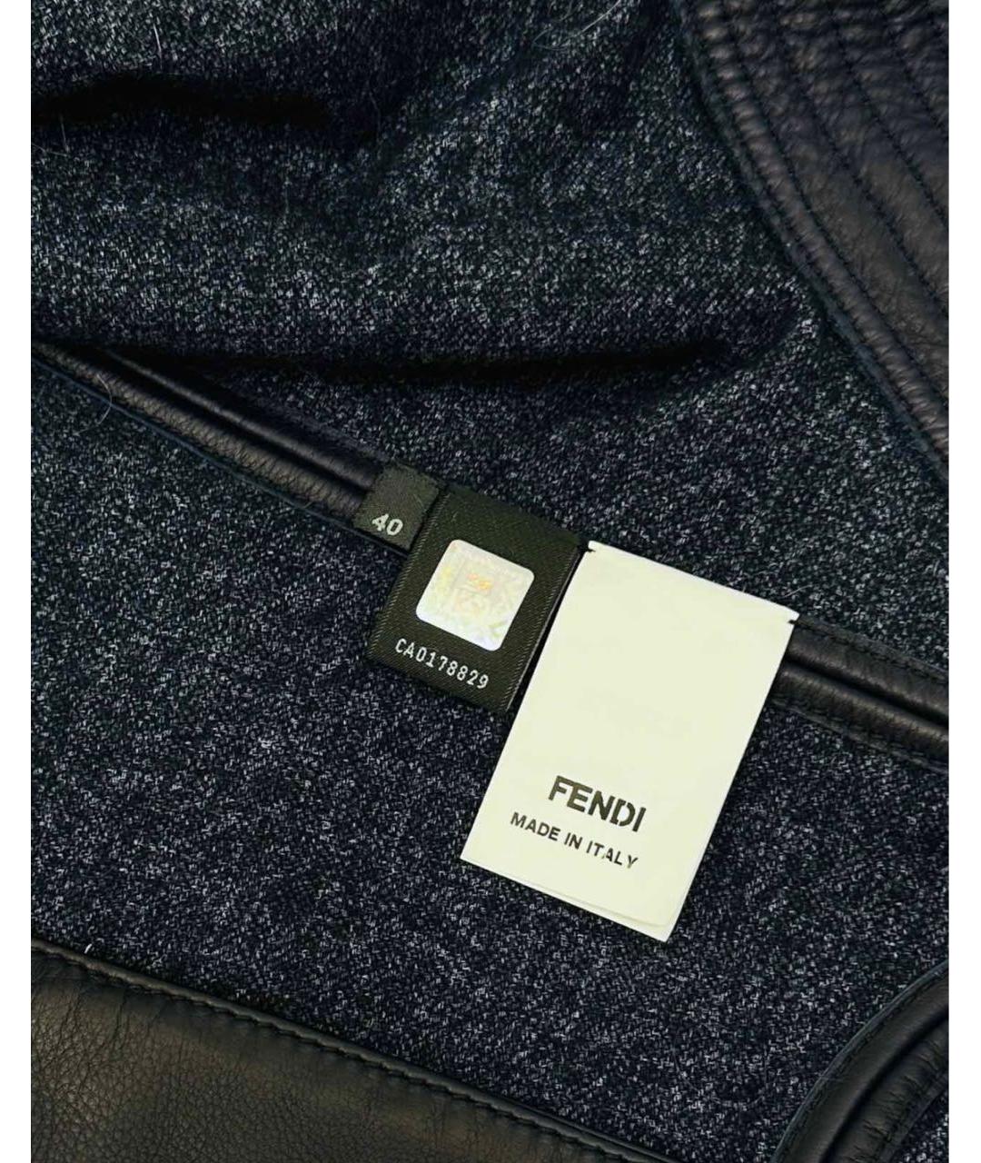 FENDI Черная кожаная куртка, фото 5