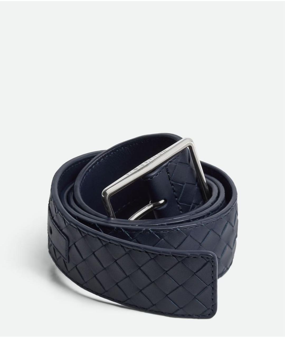 BOTTEGA VENETA Темно-синий кожаный ремень, фото 3