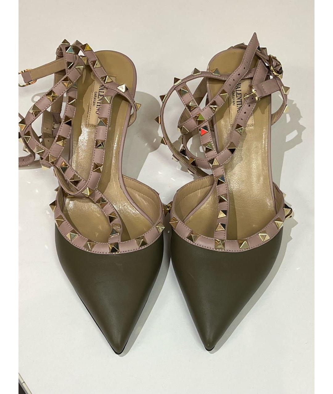 VALENTINO Хаки кожаные туфли, фото 7
