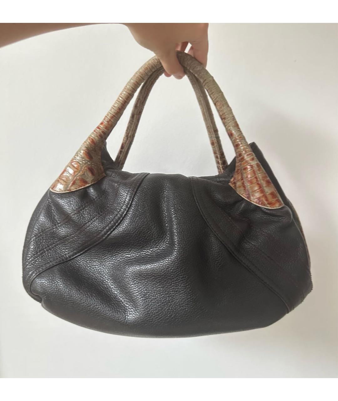 FENDI Черная кожаная сумка с короткими ручками, фото 3