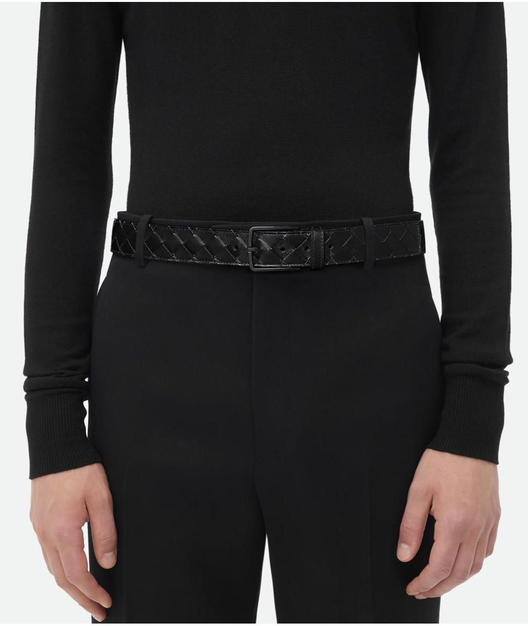 BOTTEGA VENETA Черный кожаный ремень, фото 2